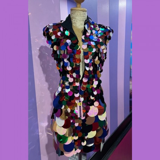 Rainbow Coin Sequin Zip Front Dress