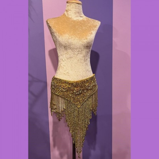 Gold Samba Sequin Skirt with Mixed Bead Trim