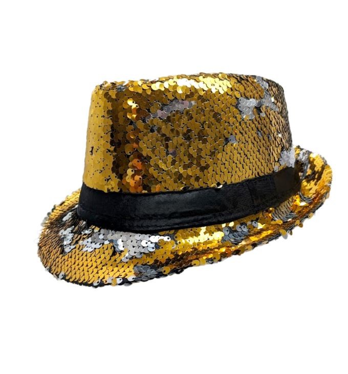Gold and Silver Magic Sequin Fedora Hat