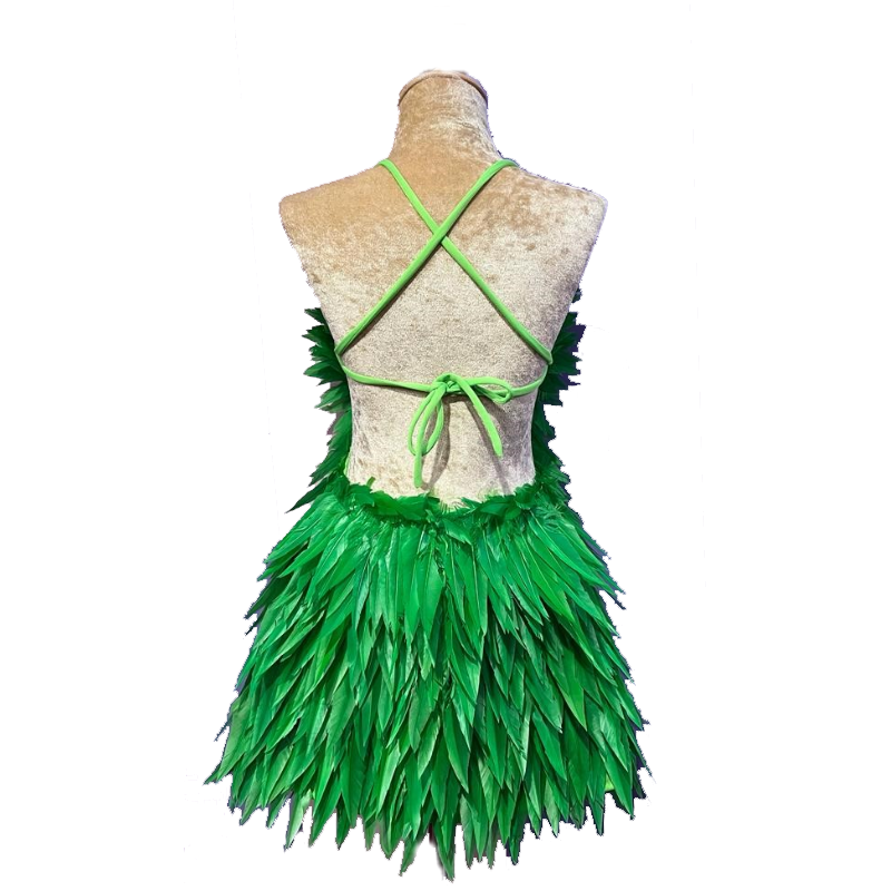 Lime Green Deluxe Diamanté Feather Dress
