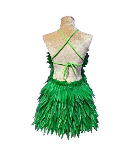 Lime Green Deluxe Diamanté Feather Dress