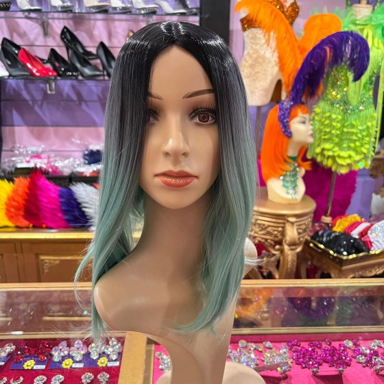Lala Green Ombre Mid Length Synthetic Wig