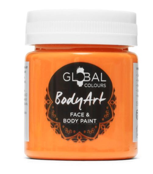 Neon Orange Face & BodyArt Liquid Paint Global Colours 45ml