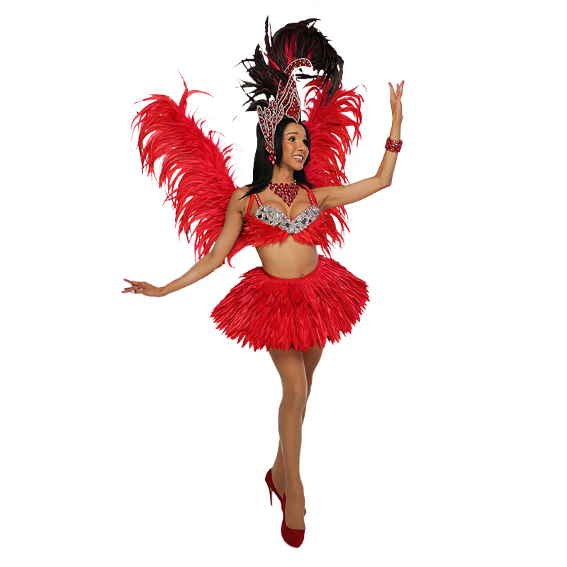 Red-Black Festival Glitter Feathered Headdress