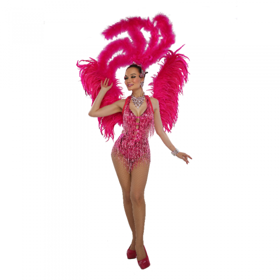 Hot Pink Bugle Bead and Sequin Bodysuit