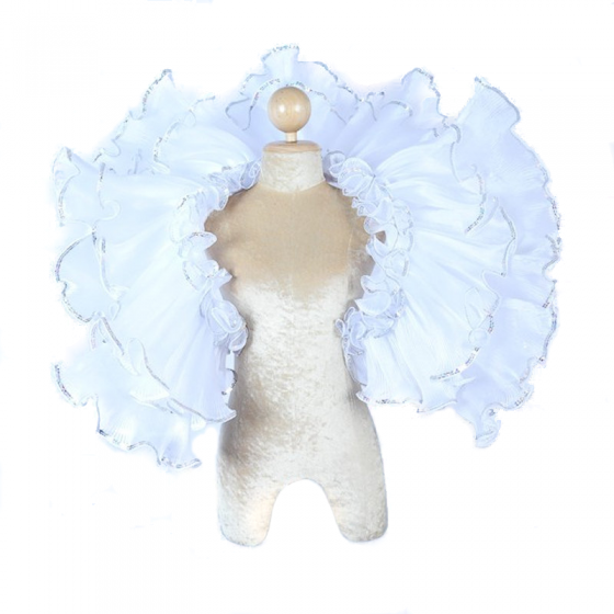 White Crystal Organza Ruffle Collar with Sequin Trim