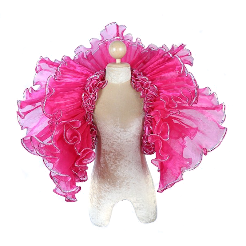 Hot Pink Organza Ruffle Collar with Sequin Trim