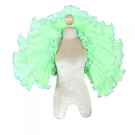 Lime Green Crystal Organza Ruffle Collar with Sequin Trim