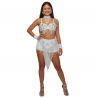 White Samba Sequin Bra with Mixed Bead Trim