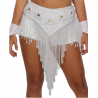 White Samba Sequin Skirt with Mixed Bead Trim