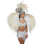 White Deluxe Feather Collar with Sequin Motifs