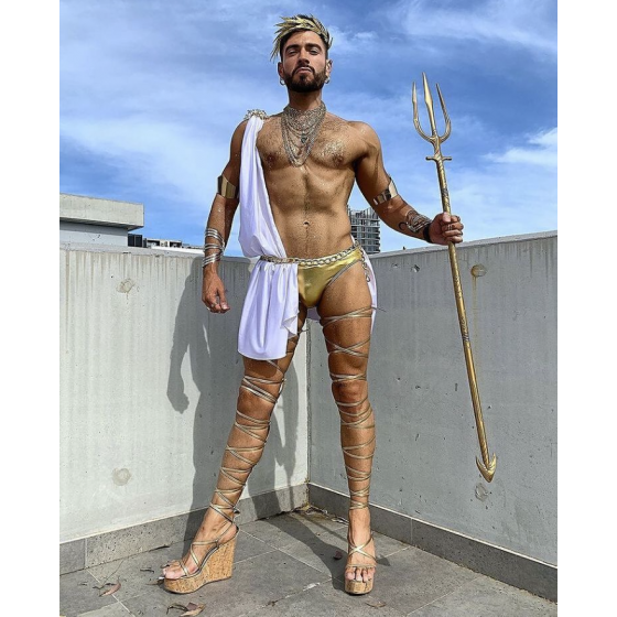 The gorgeous @colinzaid looking incredible in accessories and metallic leg wraps from House of Priscilla!