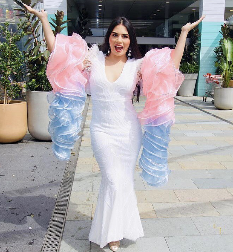 @missvictoriaanthony representing transpride at this year’s Mardi Gras in a Fluffy Organza Boa from House of Priscilla