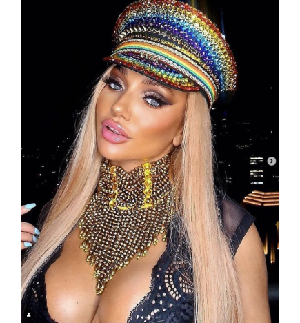 Metallic Gold Plastic Beaded Choker