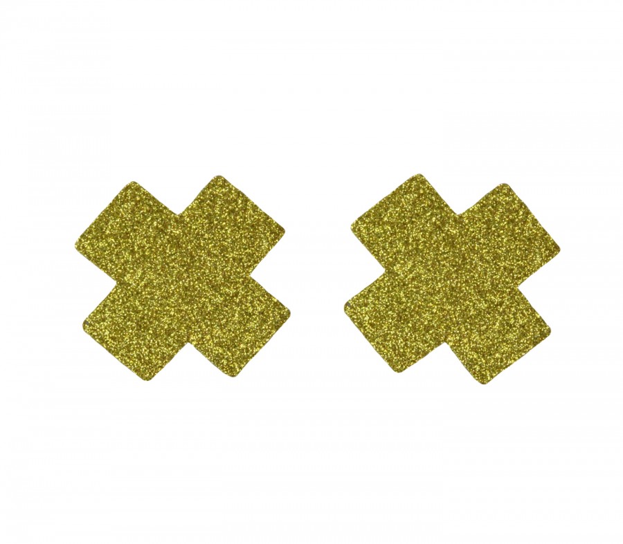 Gold Glitter Fabric Cross Pasties