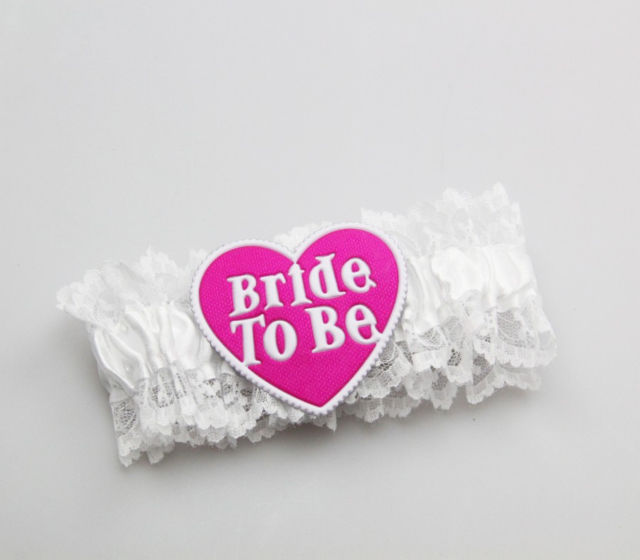 Pink and White Bride To Be Leg Garter
