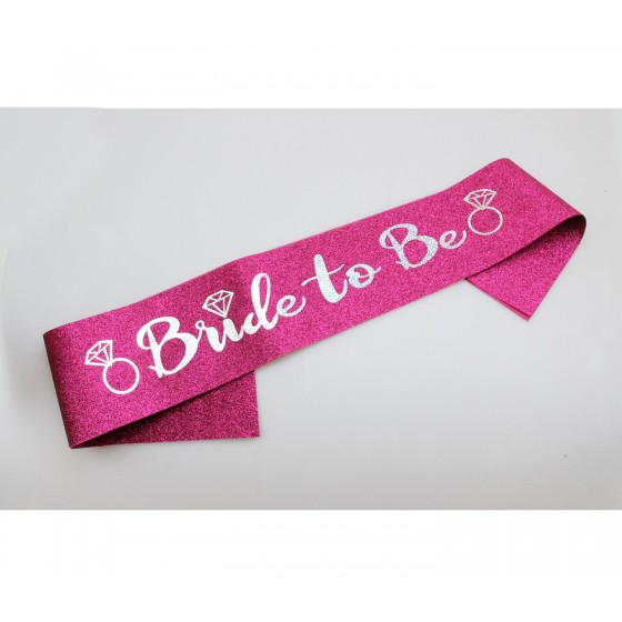 Pink Glitter Bride to Be Sash