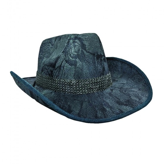 Black Cowboy Hat with Sequin Trim