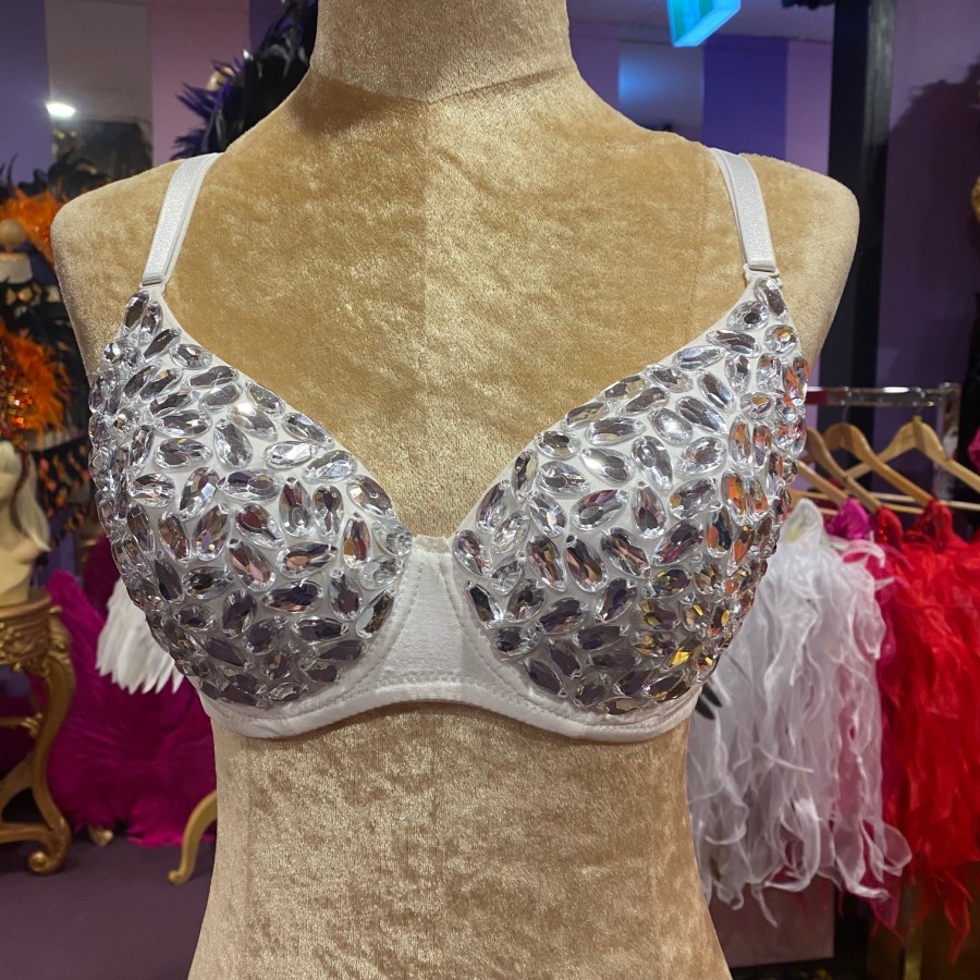 White Bra with Clear Stones