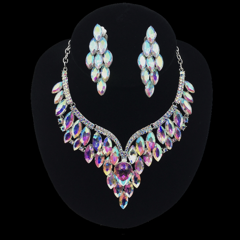 Aurora Borealis Crystal Diamante Jewellery Set-4