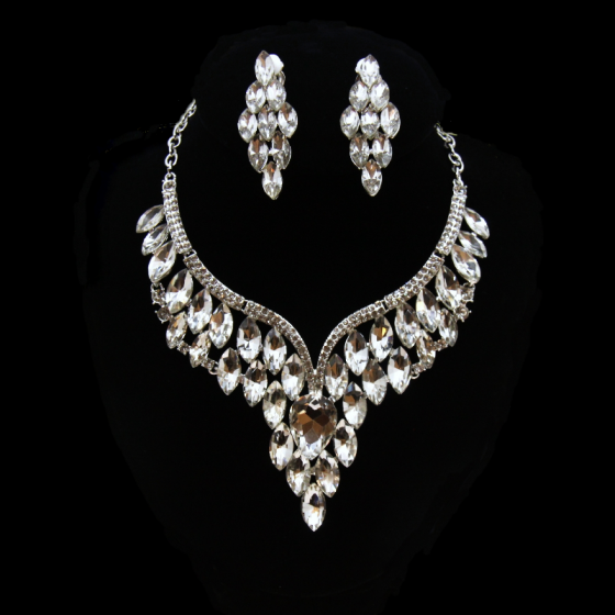 Clear Crystal Diamante Jewellery Set-4