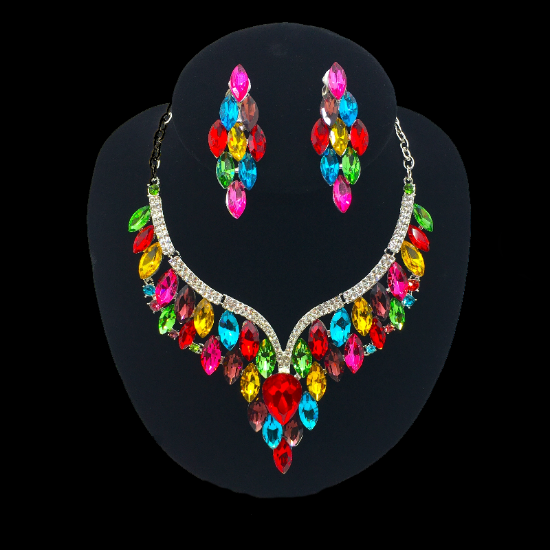 Multi Colour Crystal Diamante Jewellery Set-4