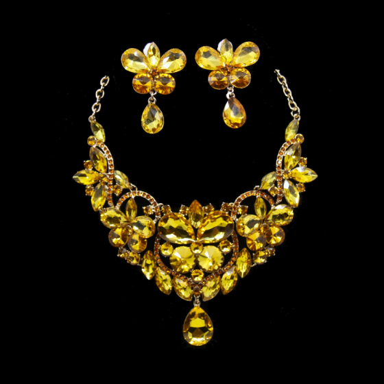 Gold Crystal Diamante Jewellery Set-5