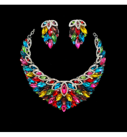 Multi Colour Crystal Diamante Jewellery Set-6
