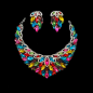 Multi Colour Crystal Diamante Jewellery Set-6 Multi Colour Crystal Diamante Jewellery Set-6
