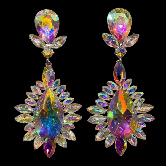 Aurora Borealis Crystal Diamante Vybe Earrings