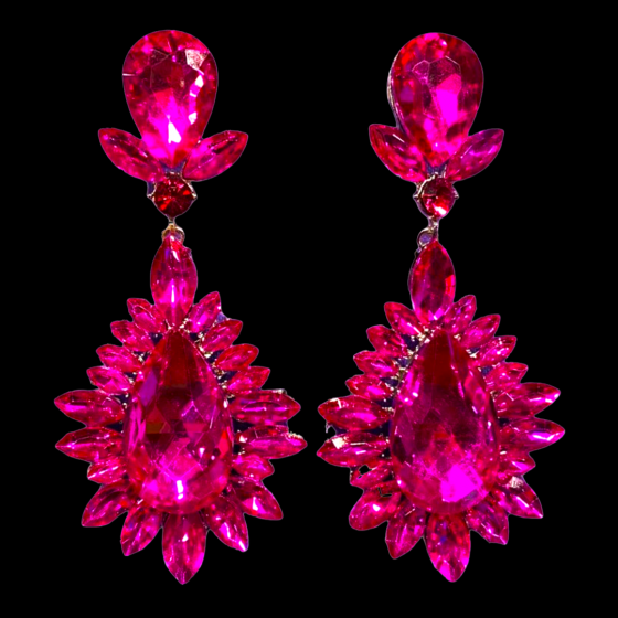 Hot Pink Crystal Diamante Vybe Earrings
