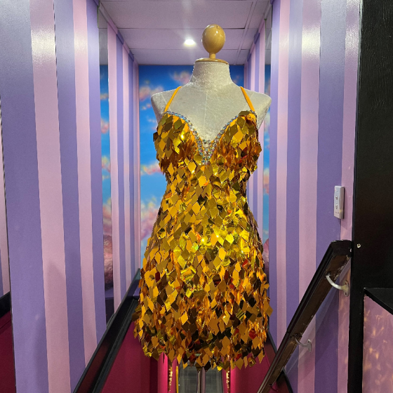 Gold Diamond Shaped Sequin Dress