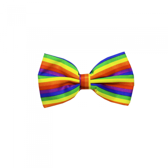 Rainbow Satin Bow Tie Horizontal Stripe