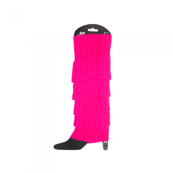 Hot Pink Chunky Knit Plain Leg Warmers