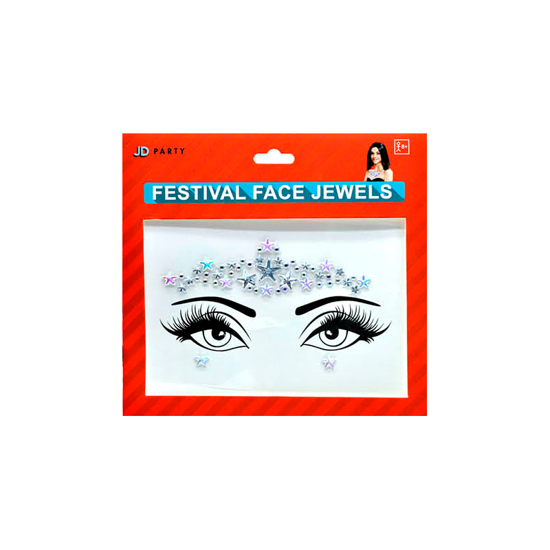 Silver Stars Diamante Face Jewel