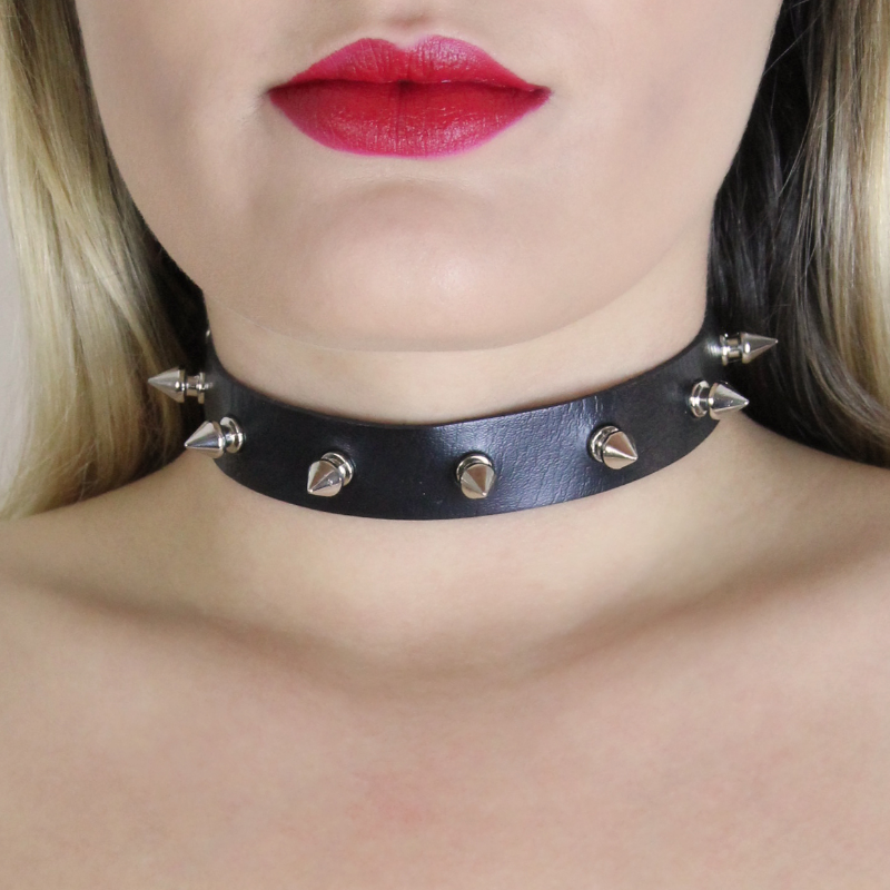 Plain Black Leather Choker necklace | Maiden-Art