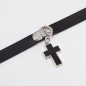 Cross Pendant Faux Leather Choker