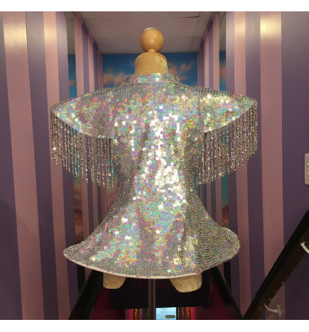 Silver Sequin Ga Ga Jacket with Fringe Beading