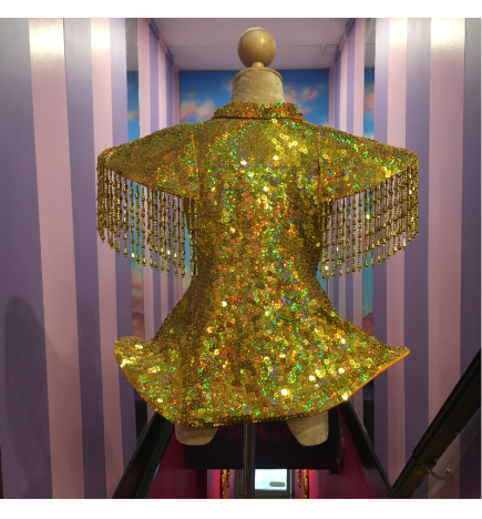 Gold Sequin Ga Ga Jacket with Fringe Beading