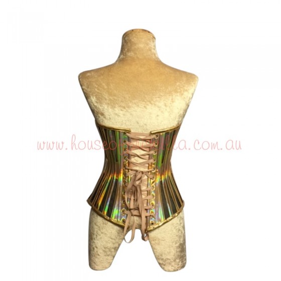 Gold PVC and Mesh Under Bust Corset