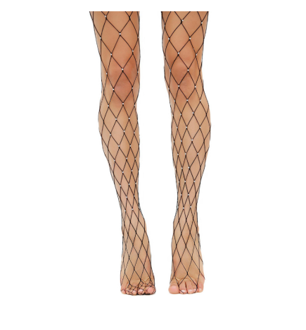 Black Rhinestone Fishnet Pantyhose