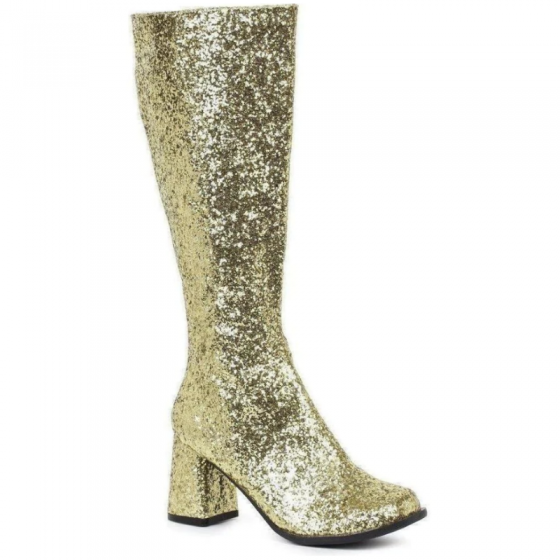 Gold Glitter Gogo Boot 3" Heel with Zipper