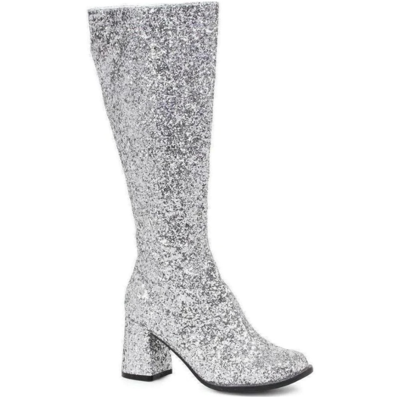Silver Glitter Gogo Boot 3" Heel with Zipper
