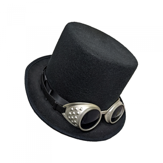 Black Top Hat with Goggles