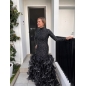 Hire-Black Lycra Long Ruffle Dress with Diamante Hire-Black Lycra Long Ruffle Dress with Diamante