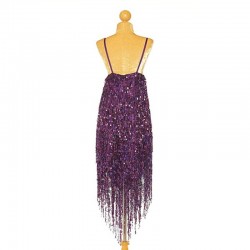 Dark Purple Sequin V Hem Fringe Shape Dress