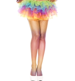 Music Legs Rainbow Mini Diamond Net Spandex Pantyhose