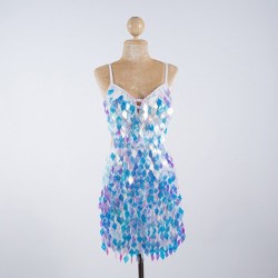 Opalescent Low Back Diamond Cut Sequin Dress