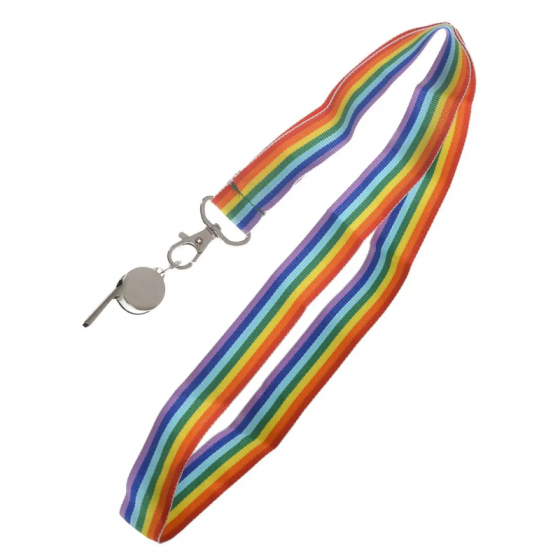 Party Whistle with Rainbow Lanyard