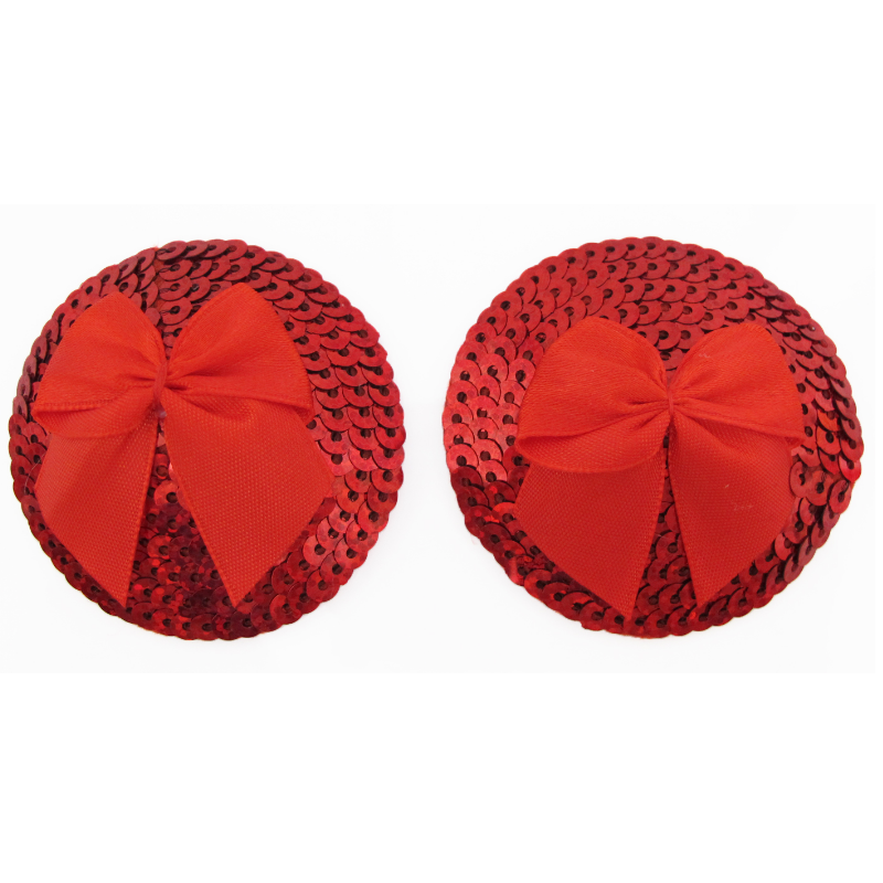 Red Round Sequin Pasties with Satin Bow